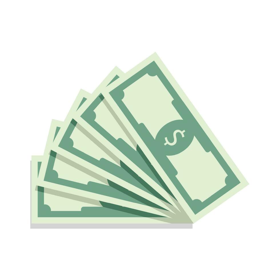 Fan of banknotes vector. Bill money currency, finance dollar illustration vector
