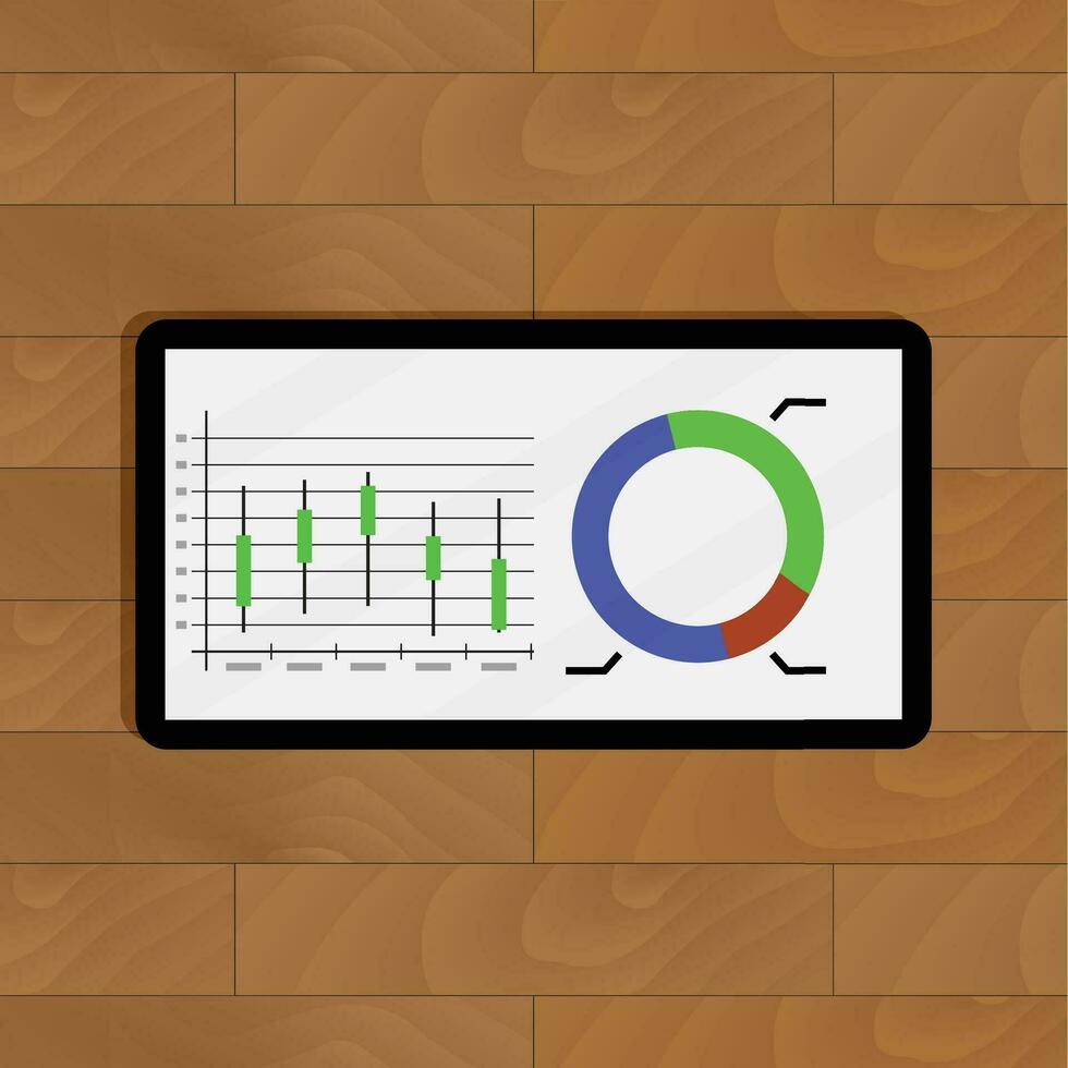 Stock chart vector. Analytics growth marketing progress, pie chart finance statistic illustration vector