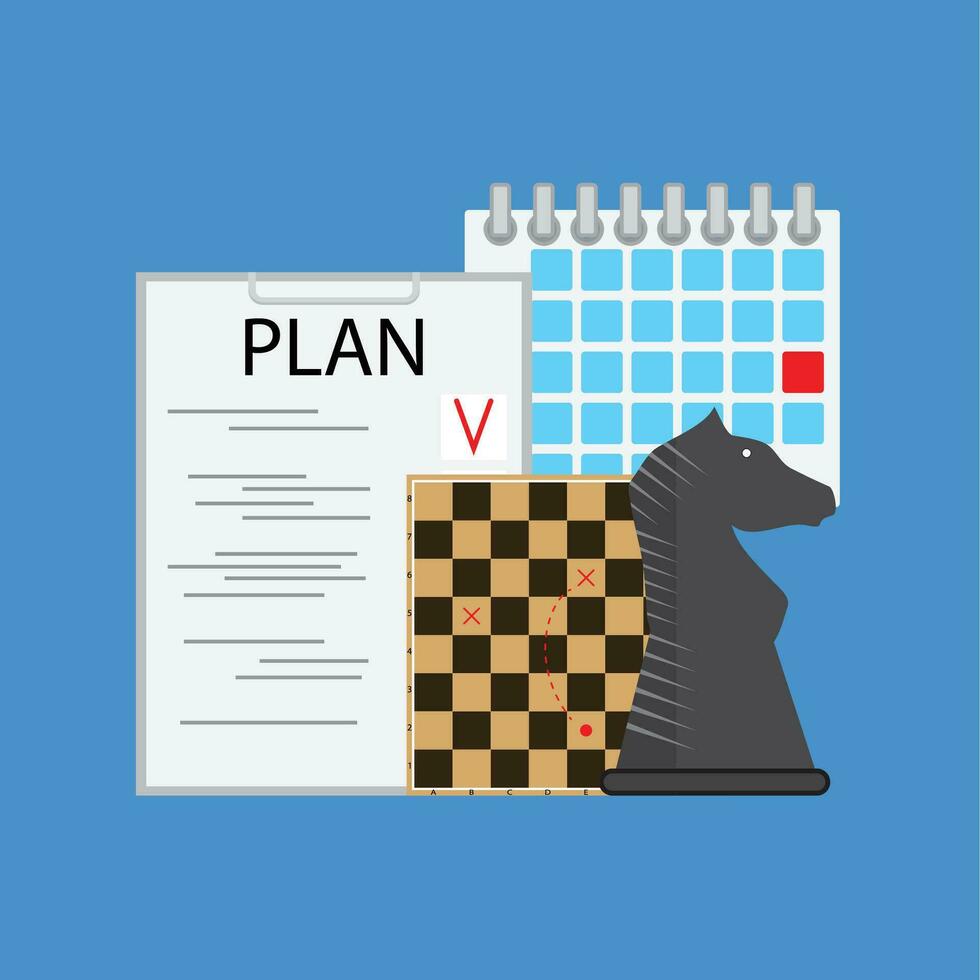 Plan tactic and strategy business. Organization success project, vector illustration