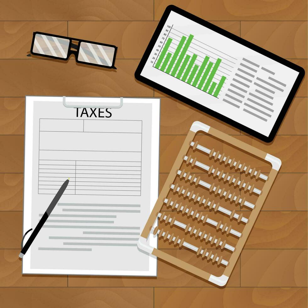 Count tax concept. Statistic data tax, taxacation vector illustration