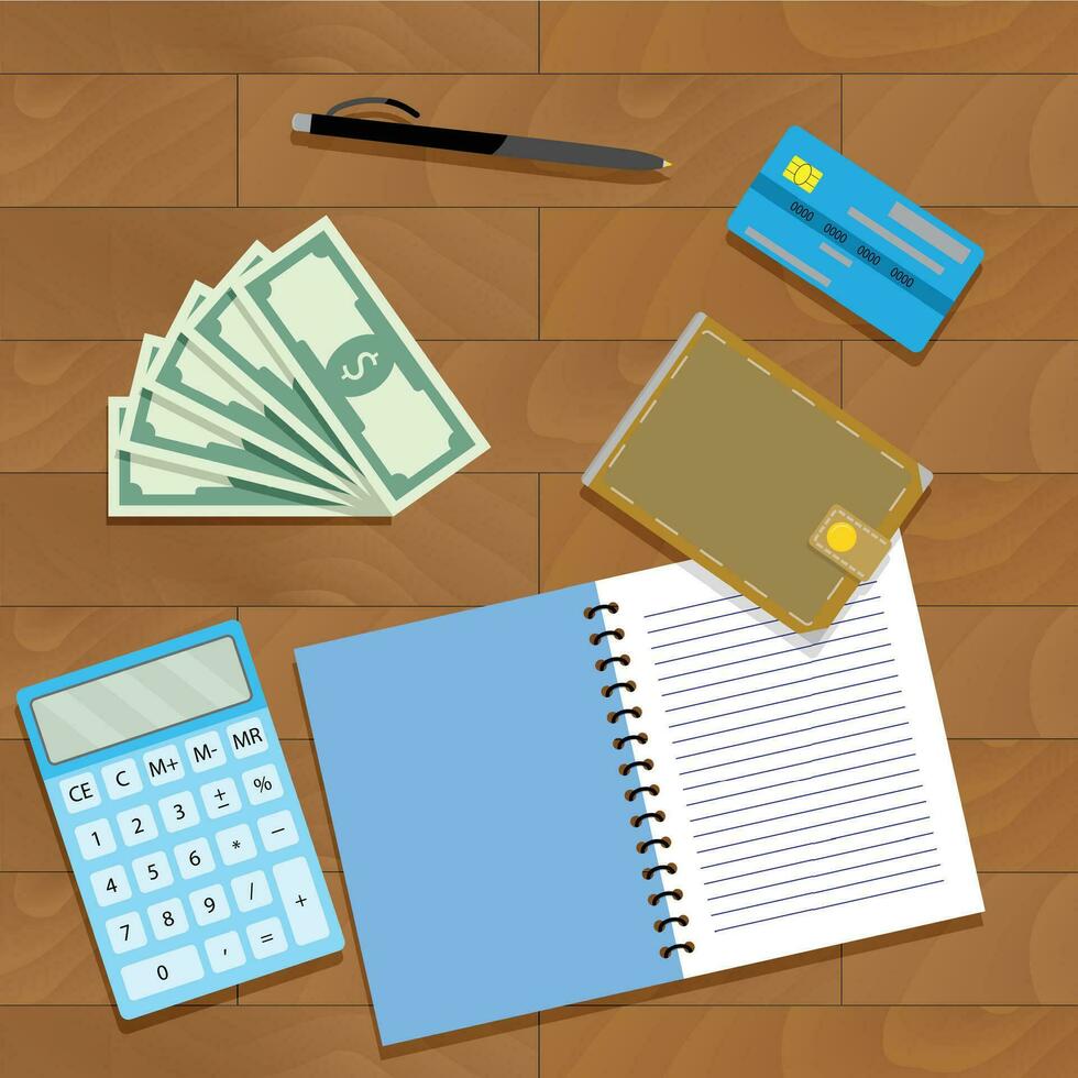 Finance plan concept. Calculate audit finance, vector illustration