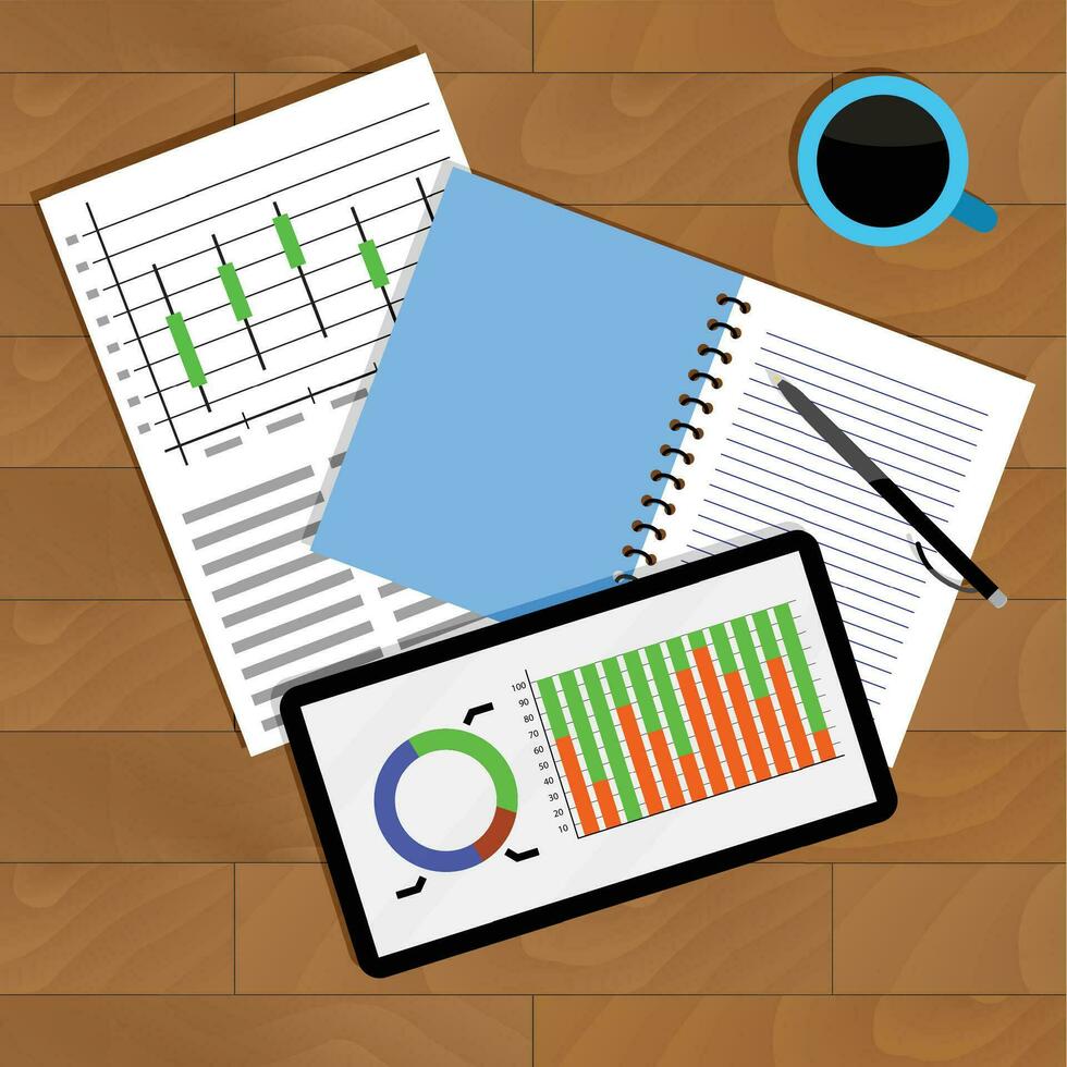 Analysis of statistical data. Infographic business, annual finance infograph, vector illustration
