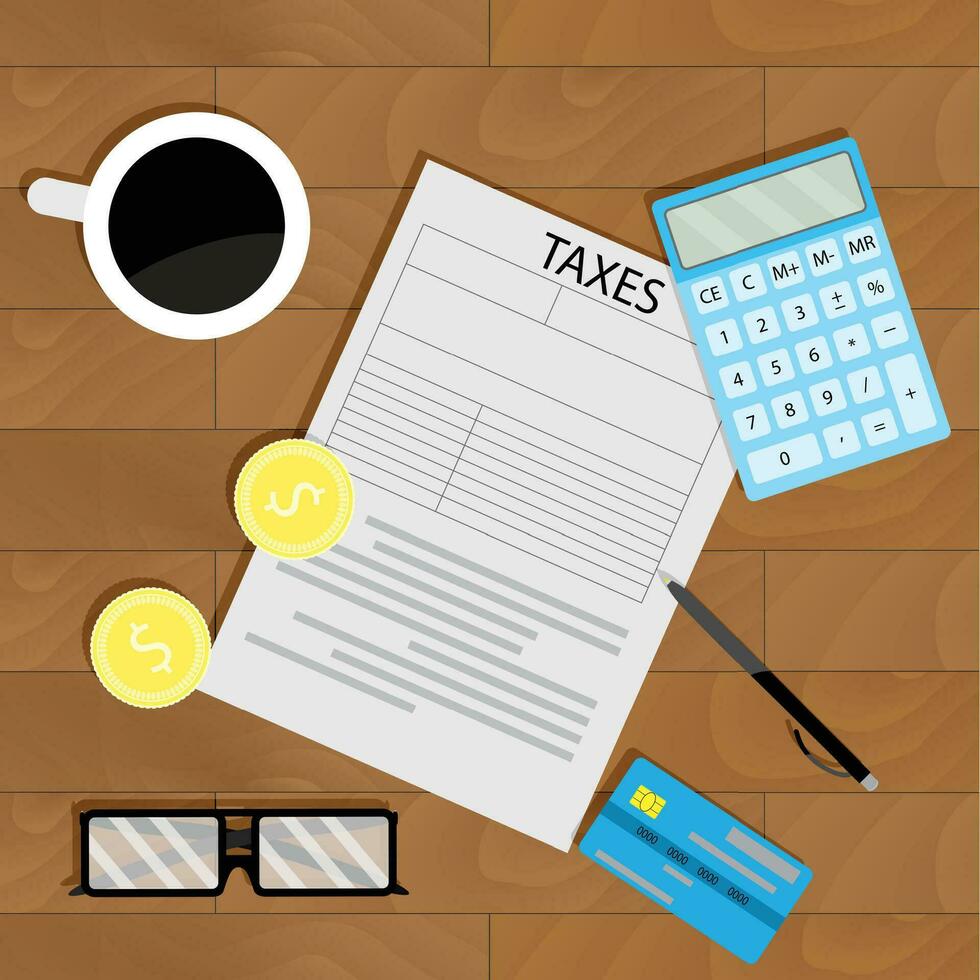 Tax calculate business. Finance accountant and count financial process, vector illustration