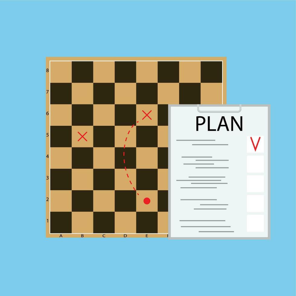 Tactic plan business. Checkerboard and organization, vector illustration