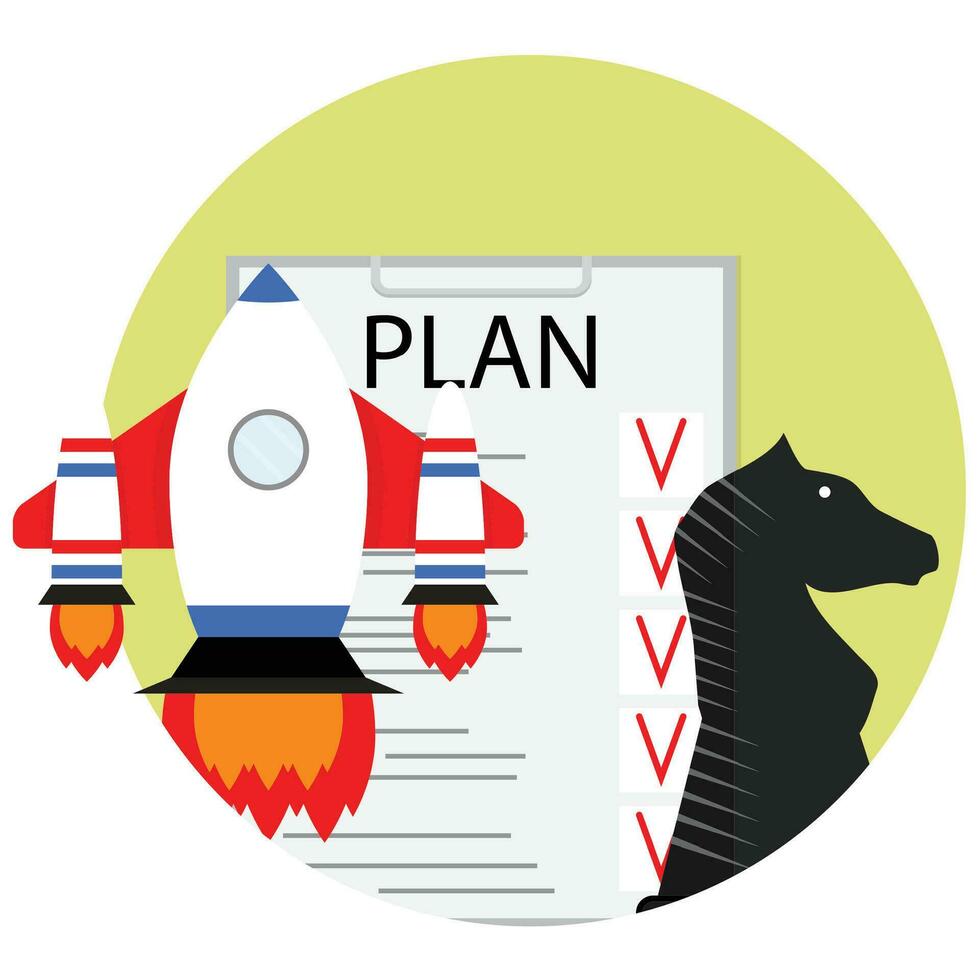 Strategic start-up plan. Launch new business. Vector illustration