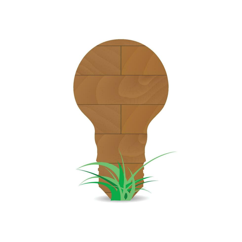 Wooden form lamp idea. Creativity shape of lamp with bush, vector illustration