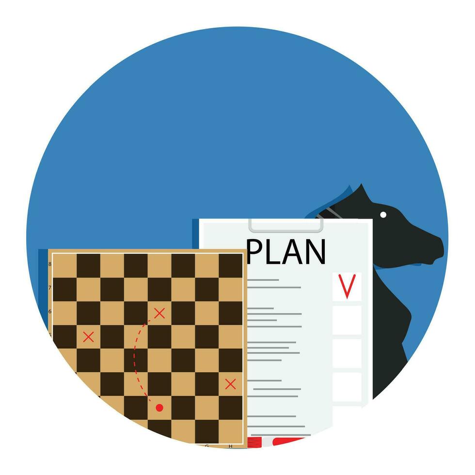 Plan and tactic. Management financial plan, strategy business. Vector illustration