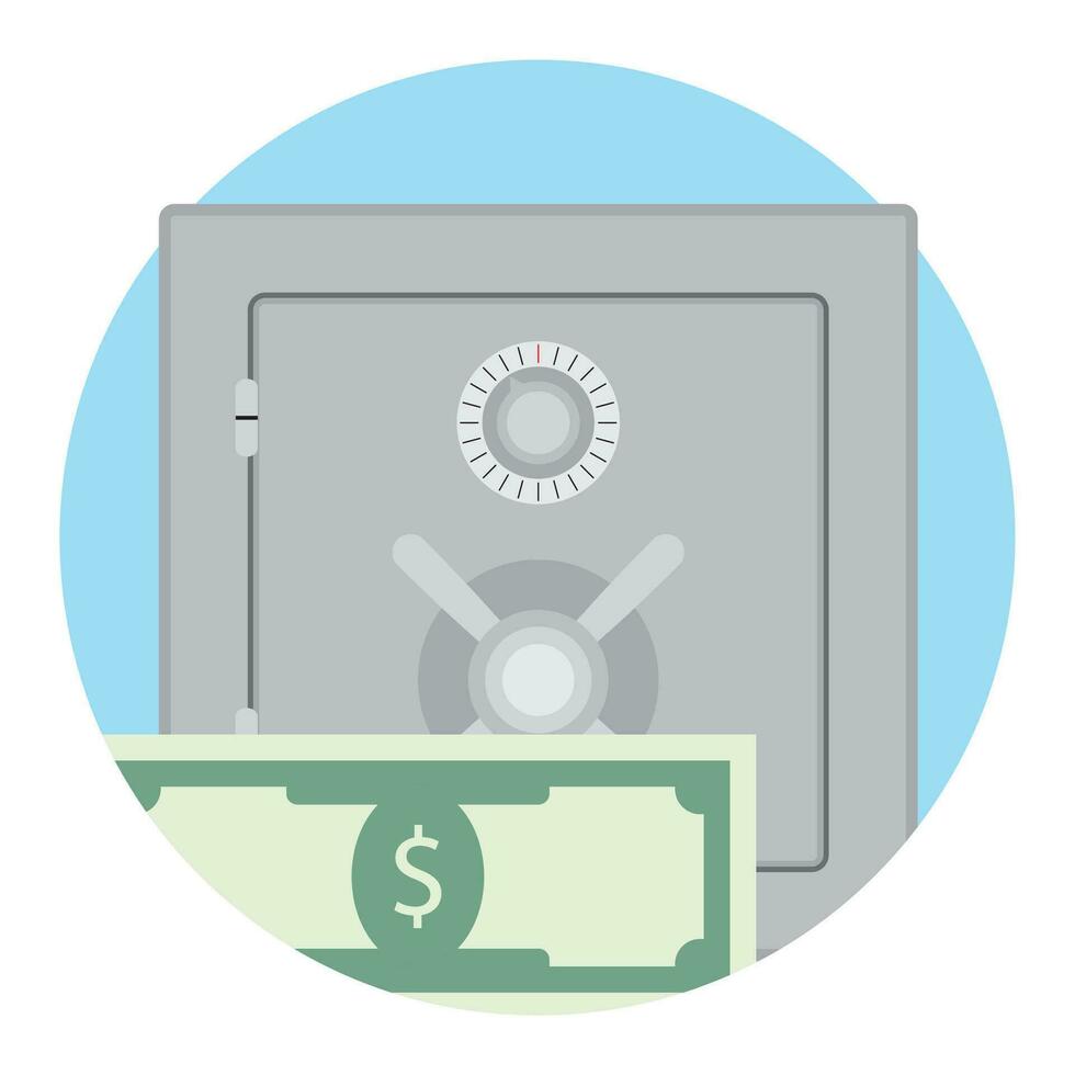 Deposit box with money. Financial account bank, vector icon money storage, banknote dollar illustration