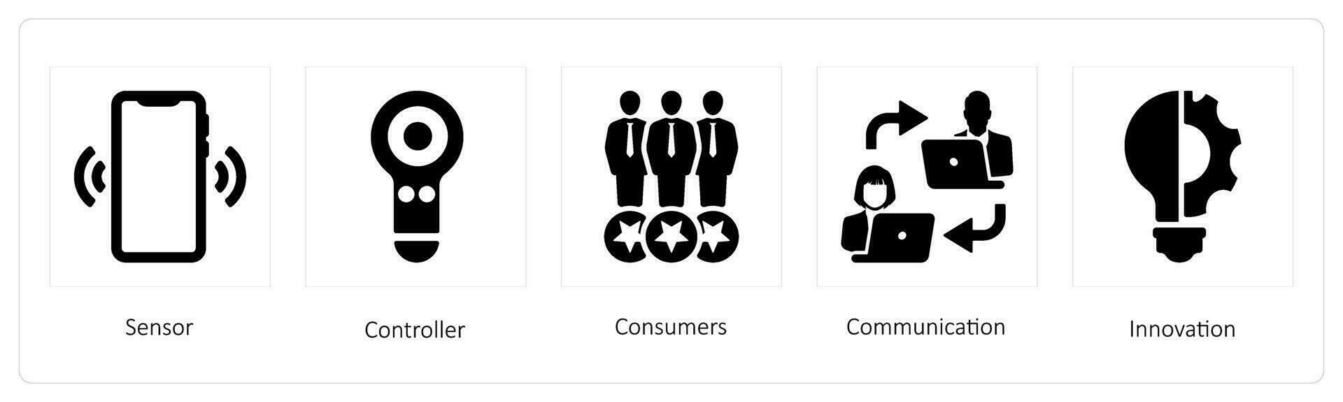 Sensor, controller and consumers icon concept vector