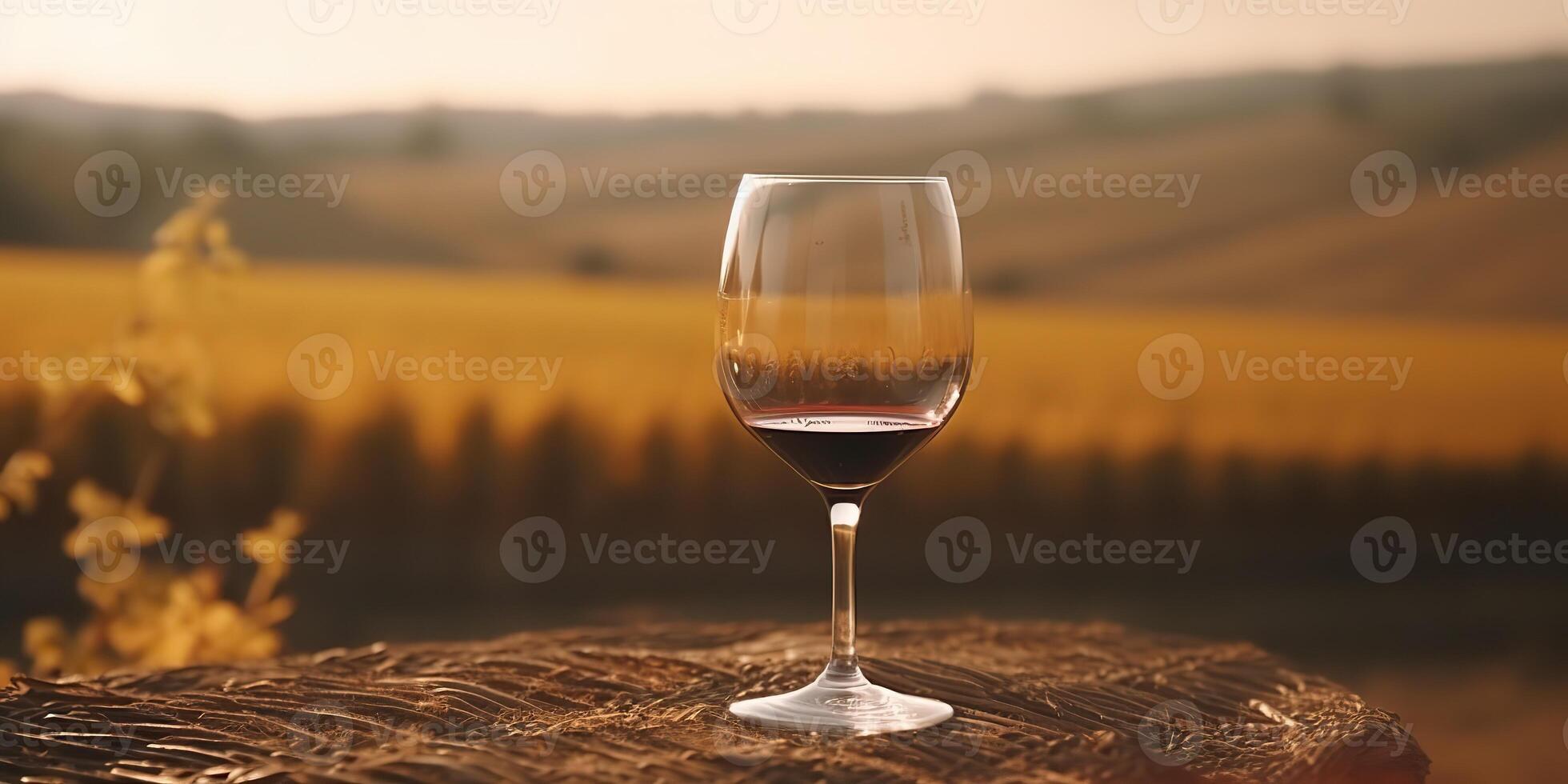 . . Glass of wine before field vineyard. Alcohol beverage vibe. Graphic Art photo