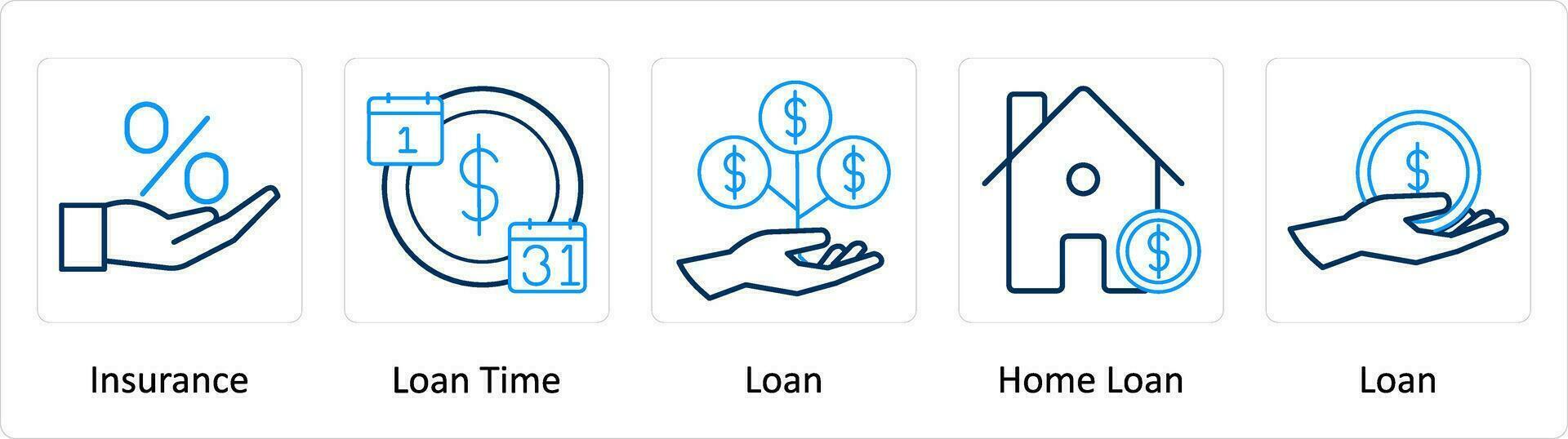 A set of 5 Extra icons as insurance, loan time, loan vector