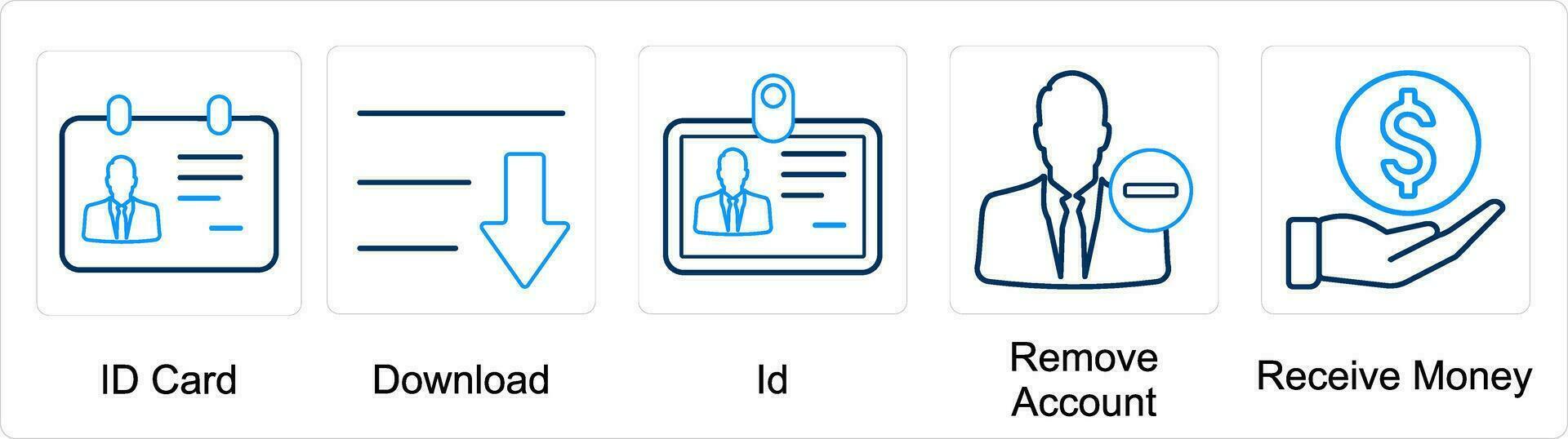 un conjunto de 5 5 mezcla íconos como carné de identidad tarjeta, descargar, carné de identidad vector