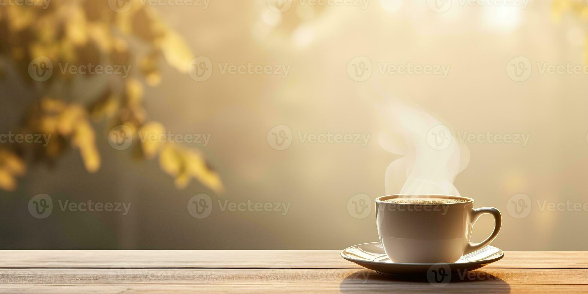 AI Generated. AI Generative. Vintage rustic retro table with coffee mug cup on wood table. Background decor texture mockup. Graphic Art photo