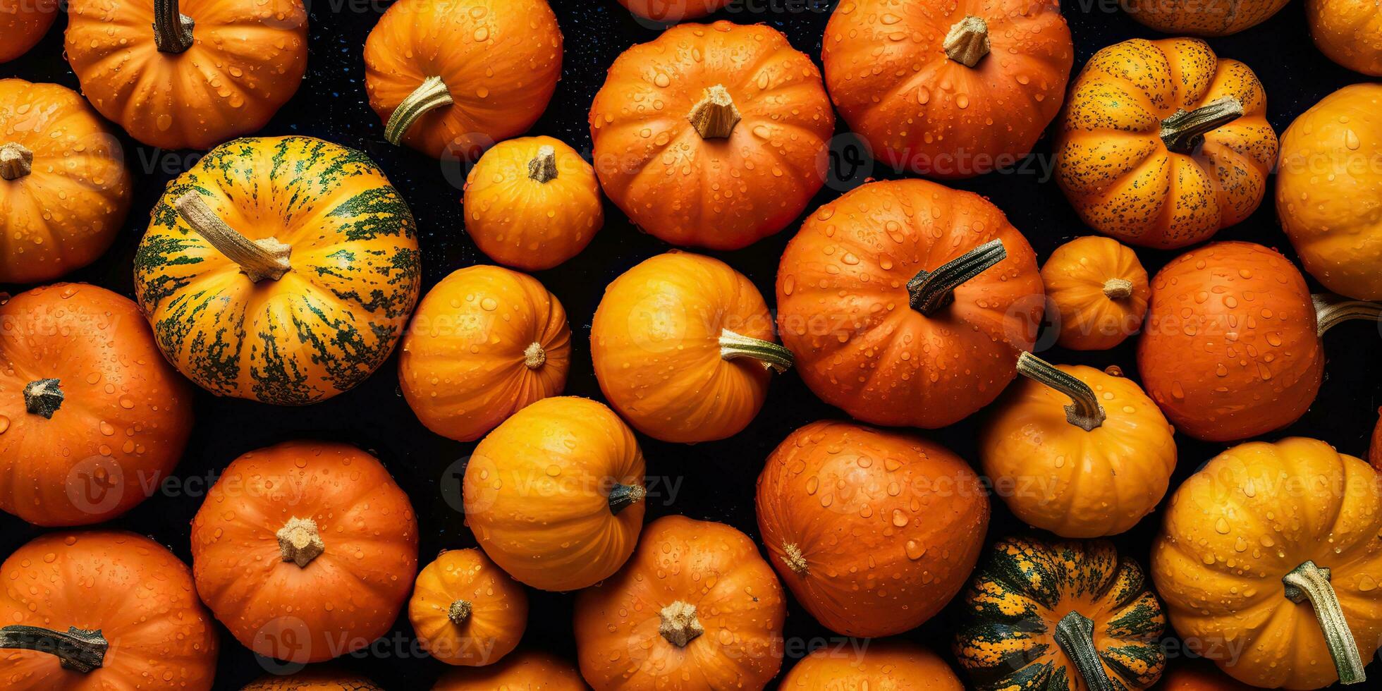 AI Generated. AI Generative. Yellow fresh small pumpkins. Halloween thanksgiving autumn october vegetable. Graphic Art photo