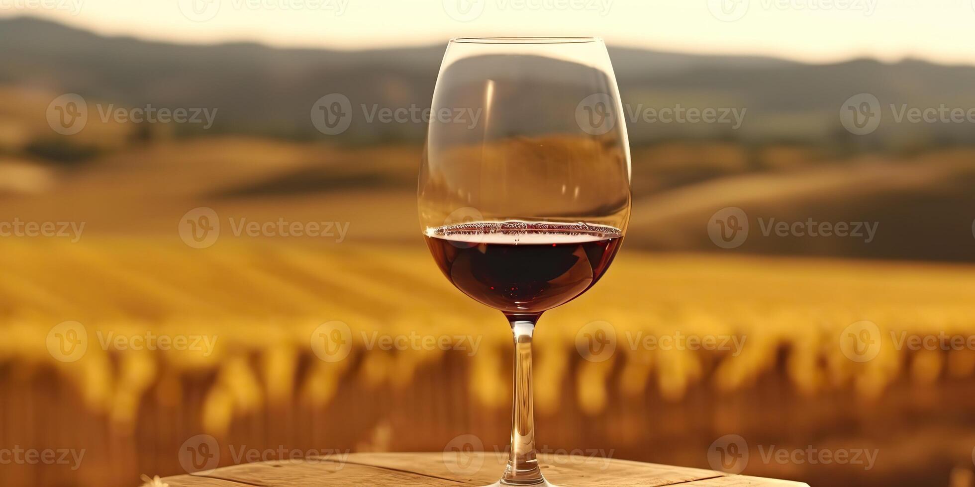 . . Glass of wine before field vineyard. Alcohol beverage vibe. Graphic Art photo