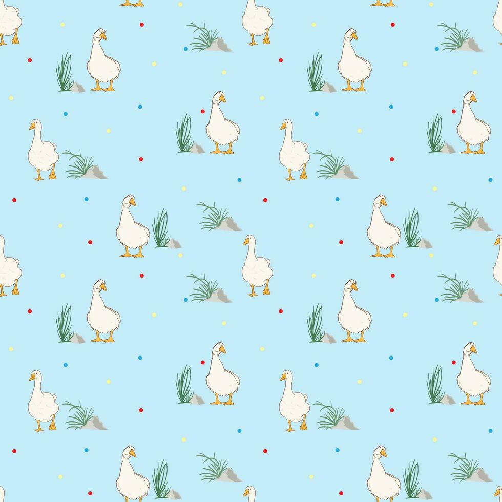 Seamleass pattern duck cartoon vector collection