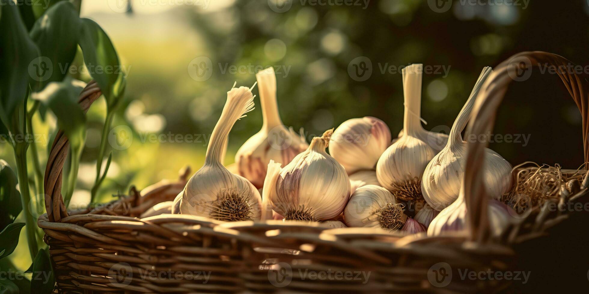 AI Generated. AI Generative. Fresh dry eco organic vegetable garlic. Healthy farm harvest Graphic Art photo