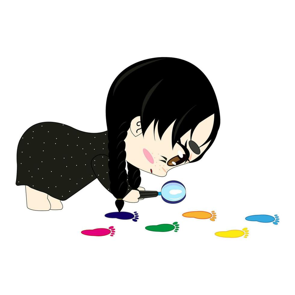 Cute little witch. illustration. Character concept art. vector