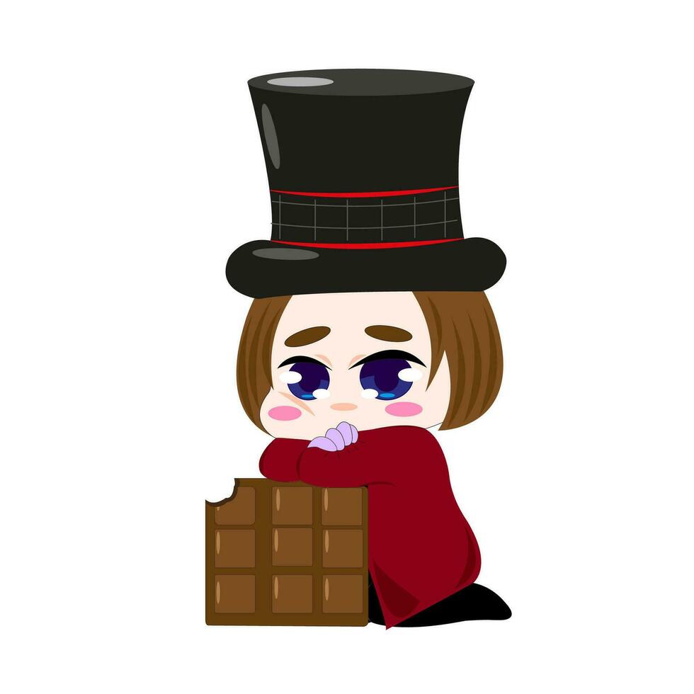 Cute little the owner of a confectionery factory. illustration. Character concept art. vector