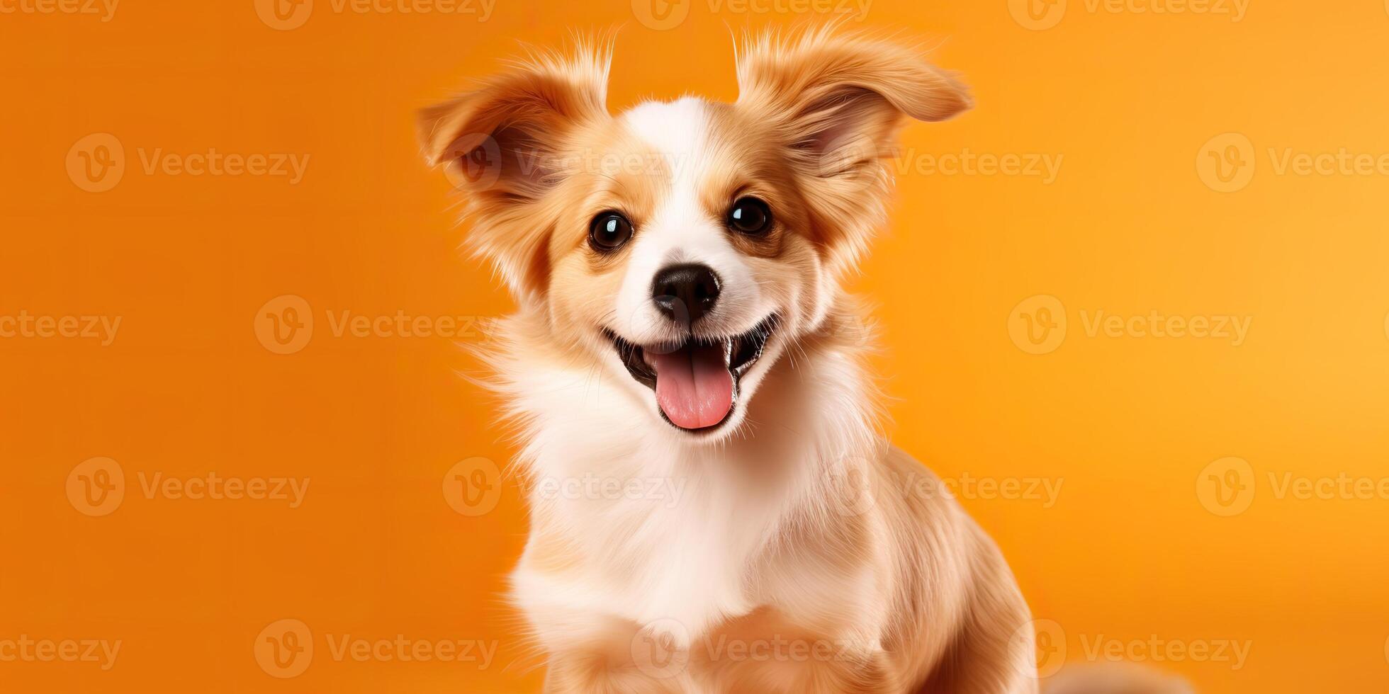 . . Happy cite smile dog frontal face frontal portrait. Animal pet food promotion marketing. Graphic Art photo