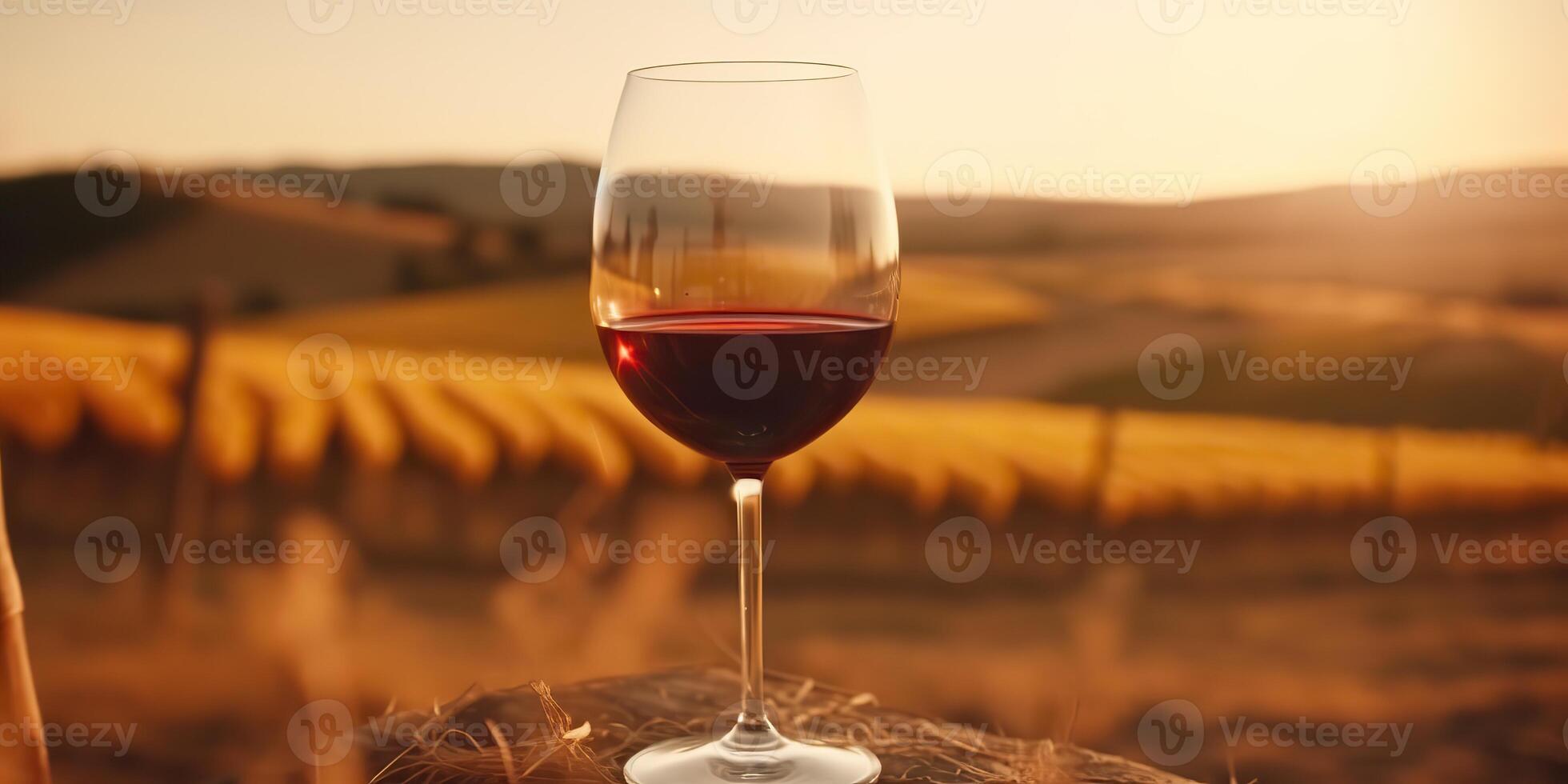 . . Glass of wine before field vineyard. Alcohol beverage vibe. Graphic Art photo