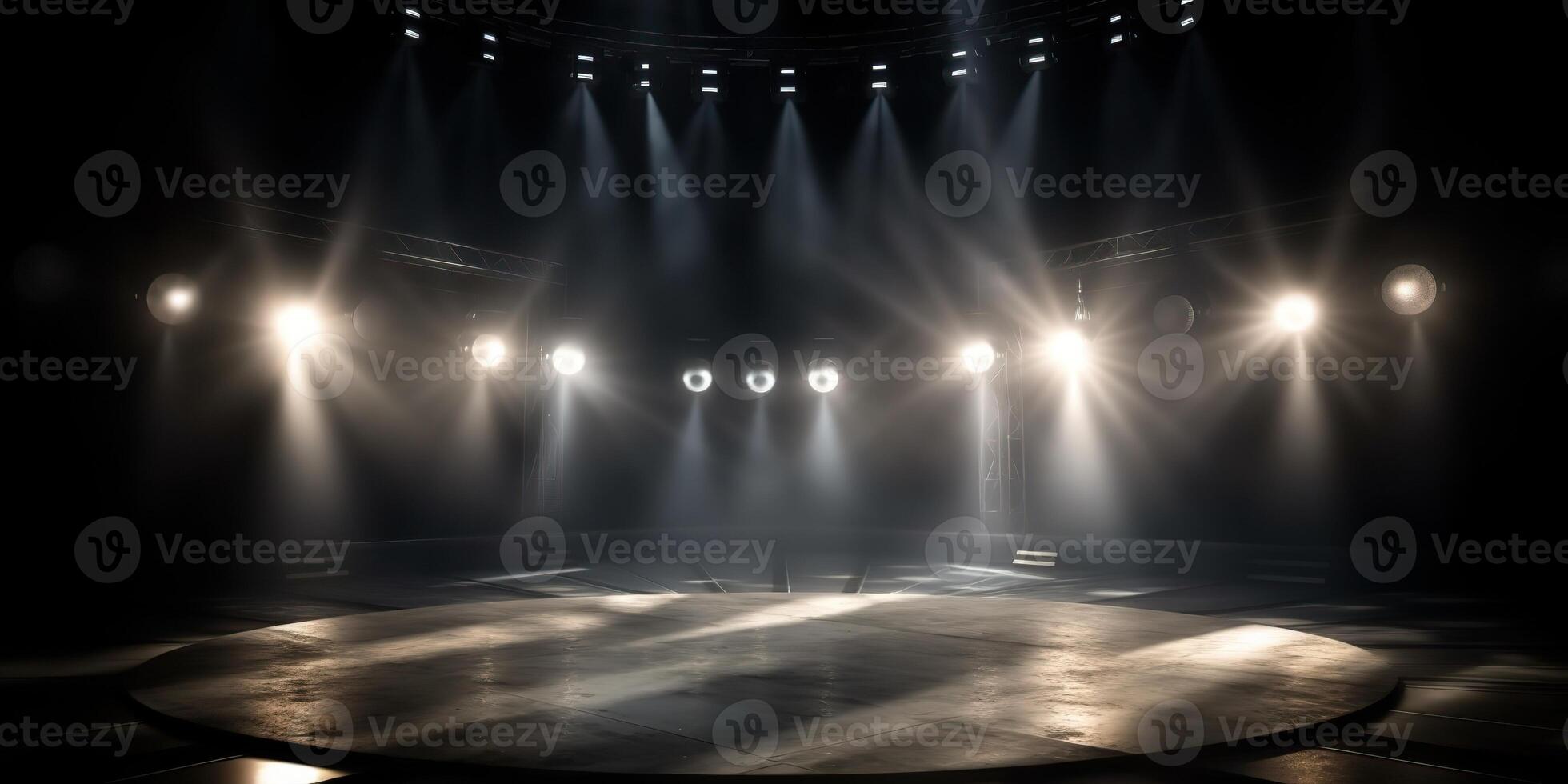 . . Spotlight scene show stage concert music event hall party. Round with ligh lamps shine. Graphic Art photo
