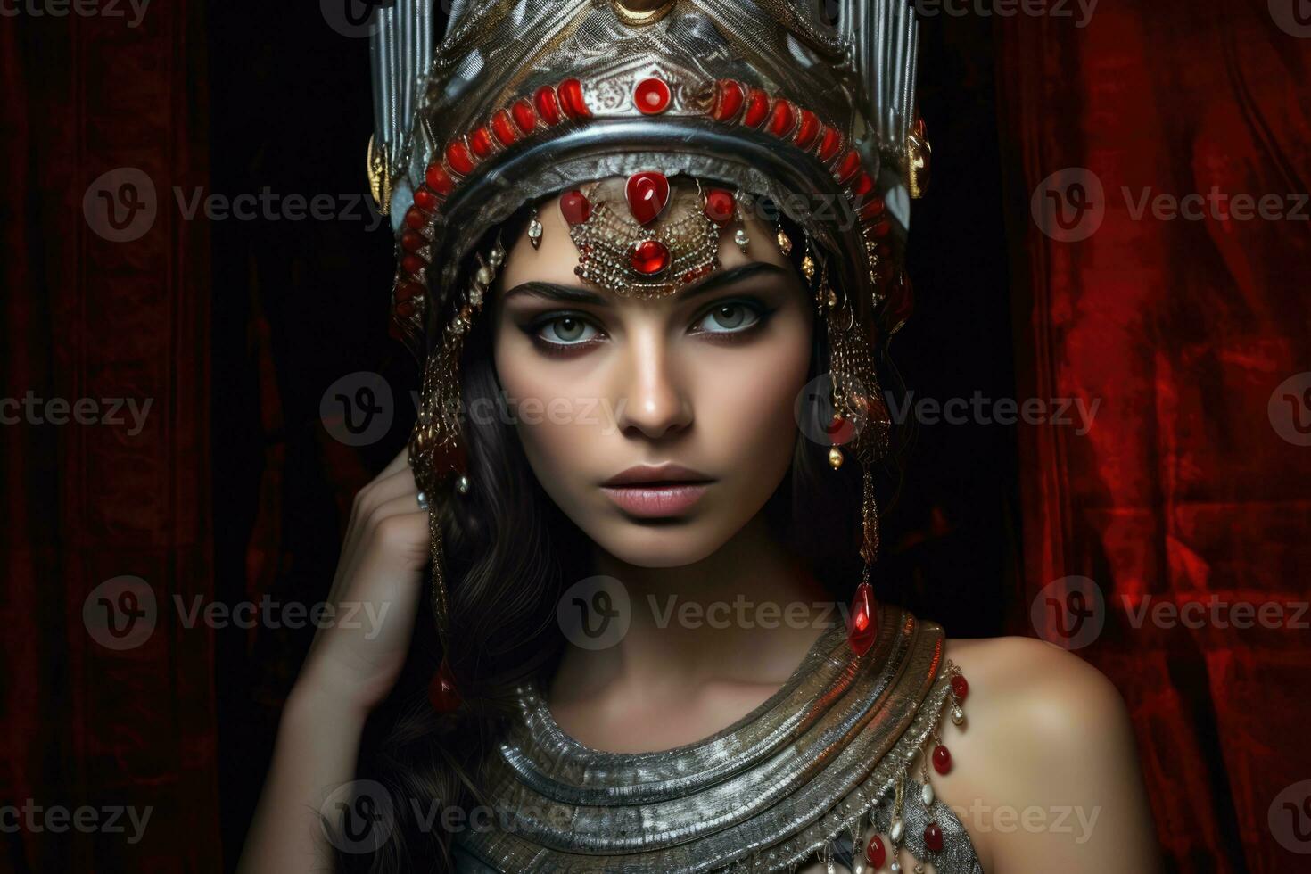 Egyptian Queen Nefertiti's statue in gold headpiece photo