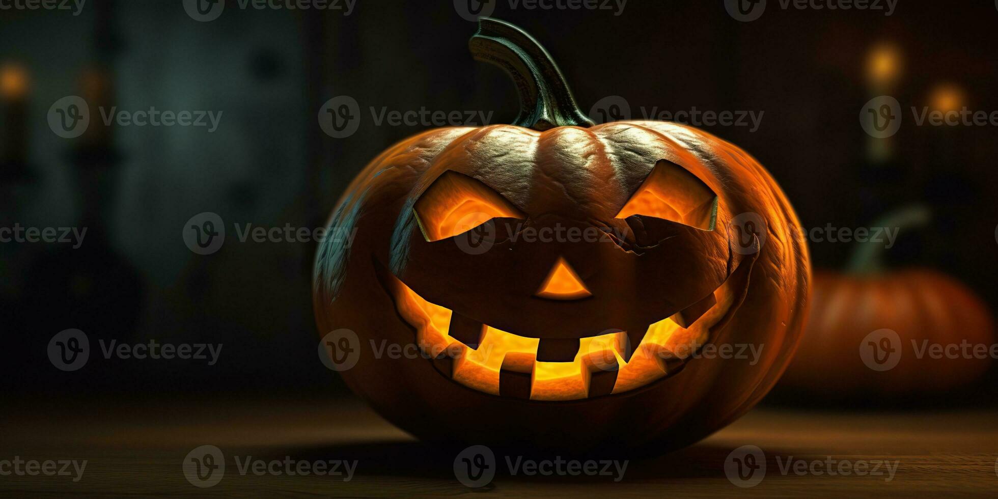 AI Generated. AI Generative. Halloween spooky boo scary horro night pumpkin with candle lantern. Decoration mist holiday. Graphic Art photo