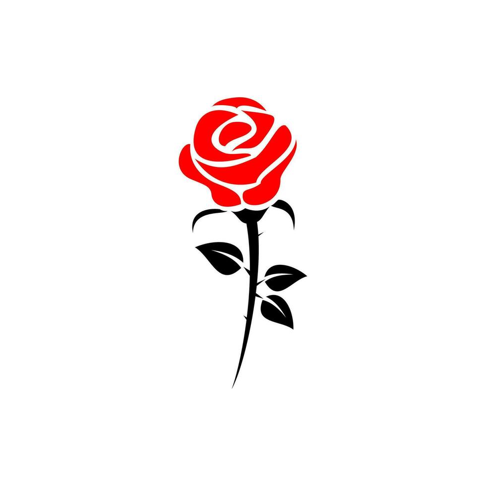 rose flower silhouette vector design on white background