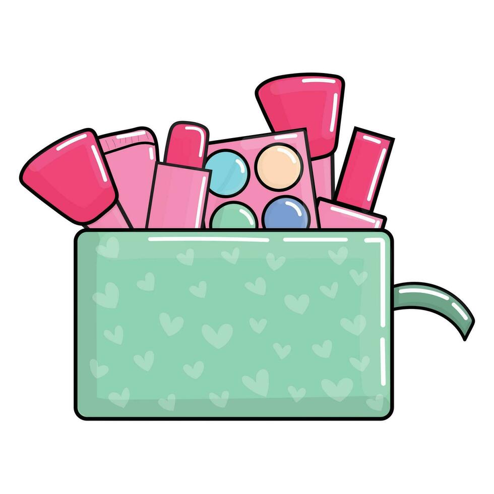 Make Up Pouch with Make Up Stuff Free Vector