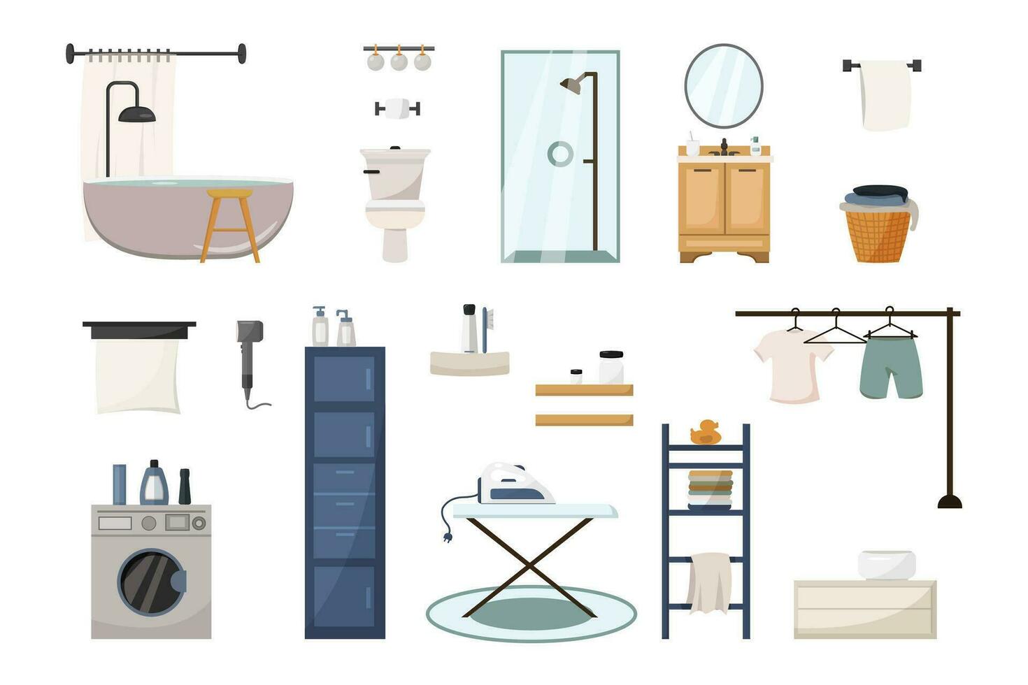 Set interior bathroom vector