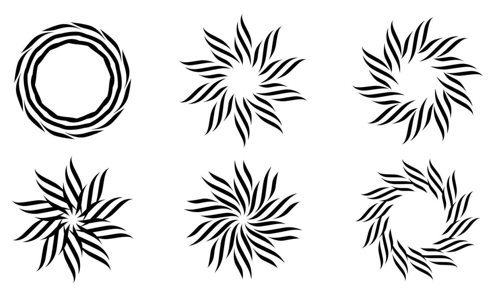abstract radial swirl icon set vector
