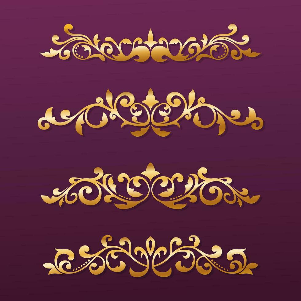 set of luxury gold vintage border decoration vector