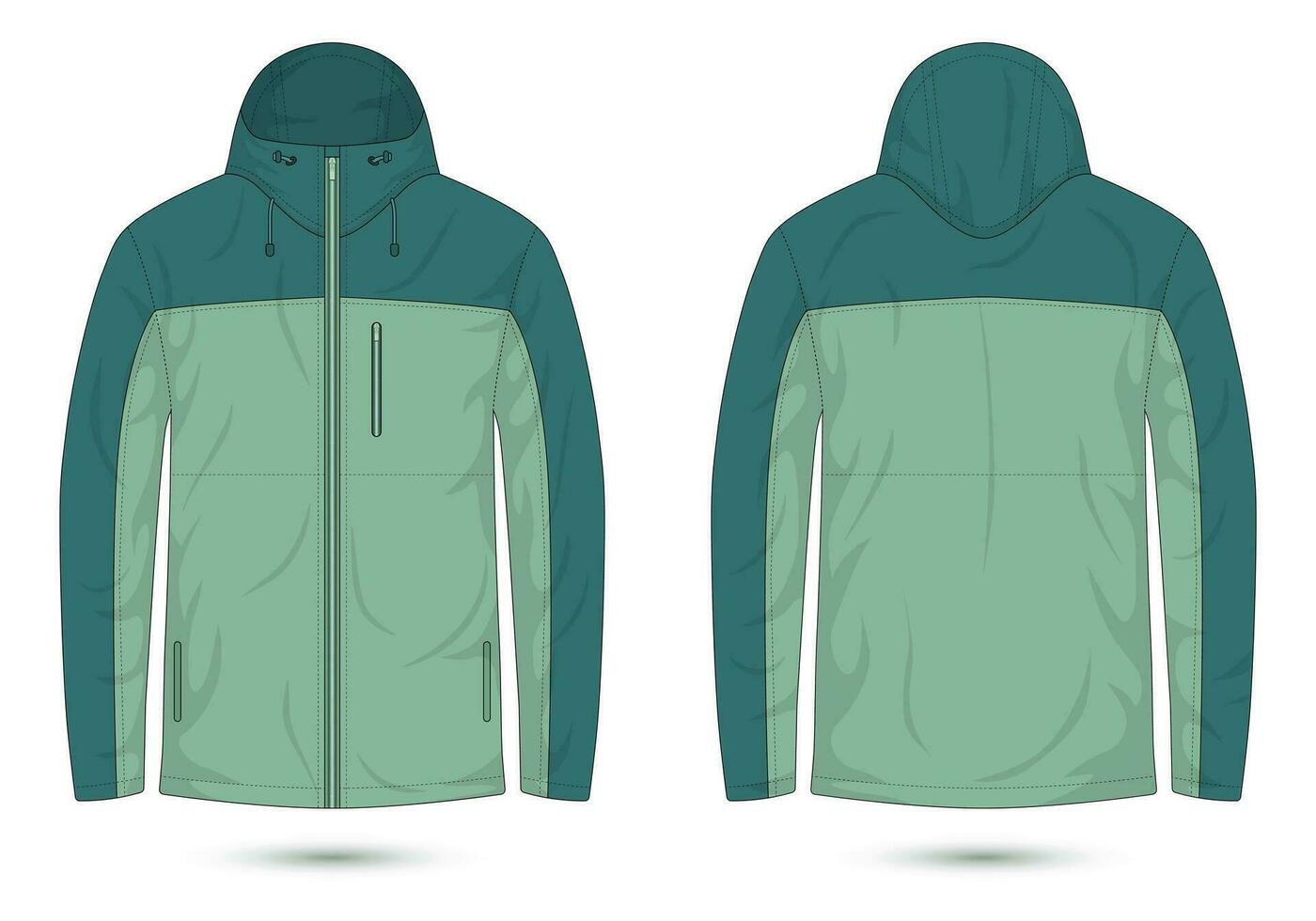 outdoor casual jacket template front and back view vector