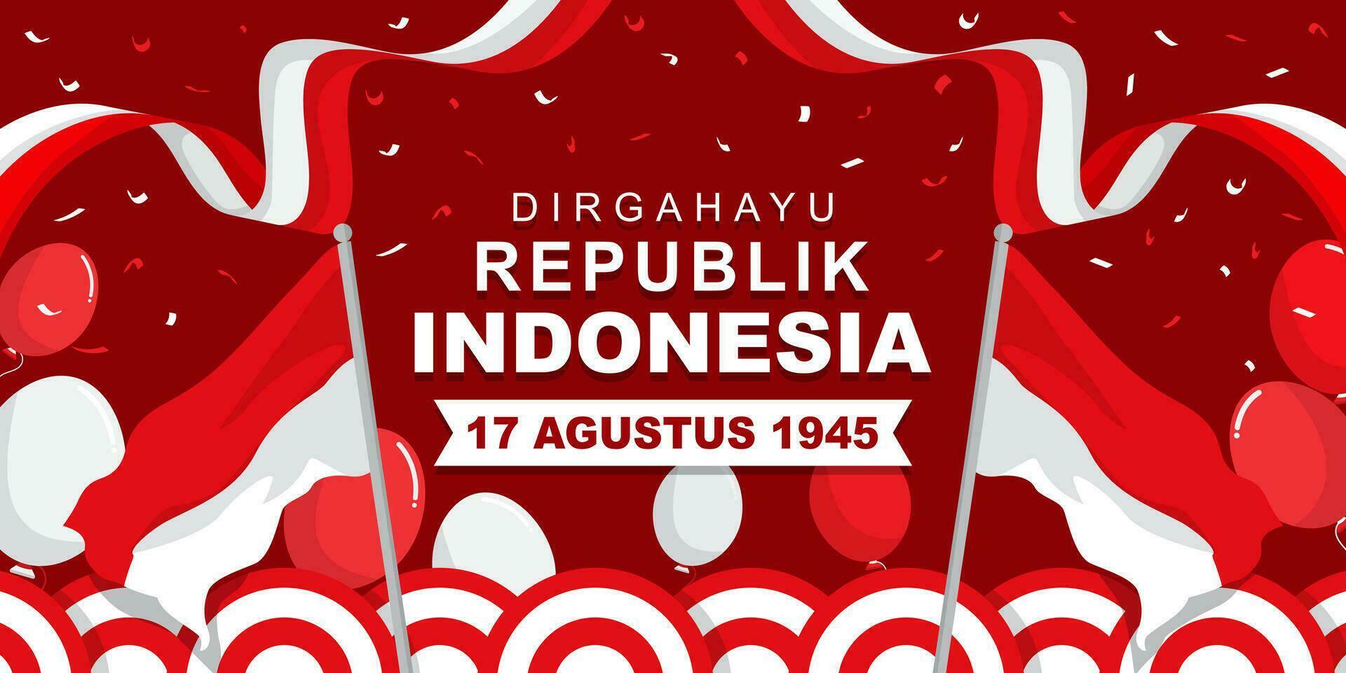 Dirgahayu Republik Indonesia flat cartoon banner design which means Indonesian Independence Day vector