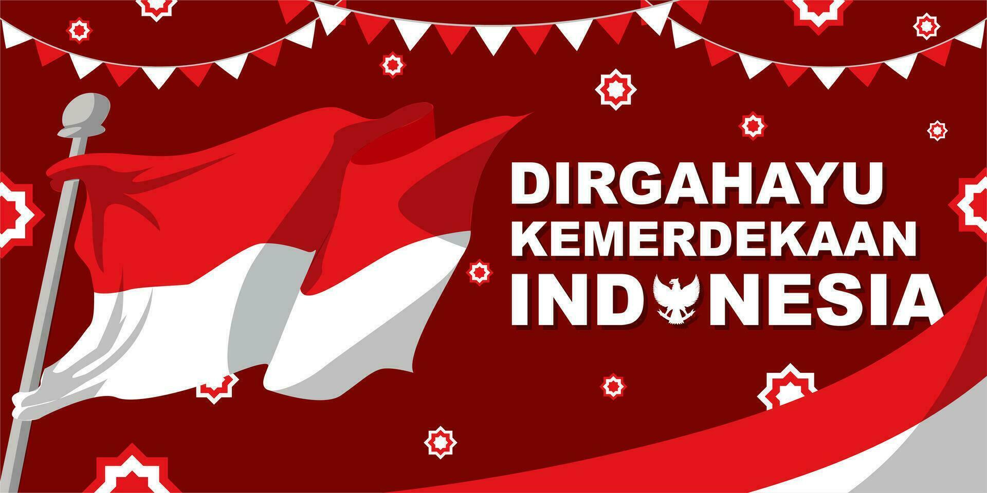 Dirgahayu Kemerdekaan Indonesia greeting banner design, which means Indonesian Independence Day vector