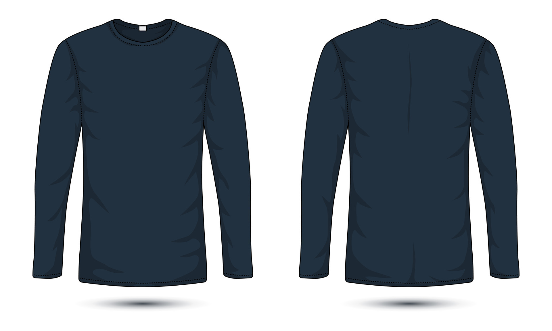 Long sleeve navy blue T-shirt mockup with front and back view 26650123