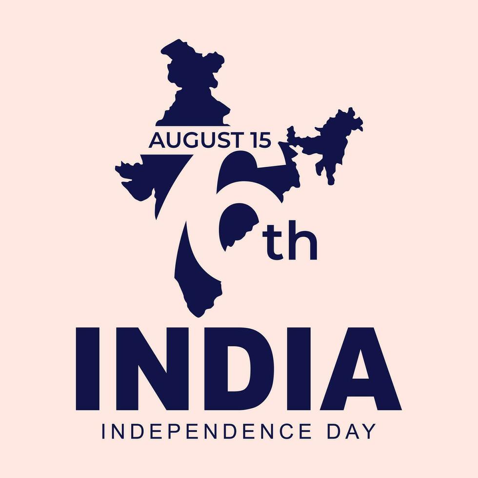 India 76th Independence Day monochrome logo vector