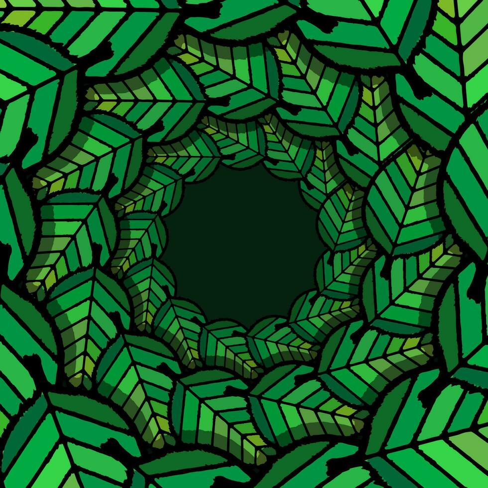 green leaves radial pattern background. vector illustration