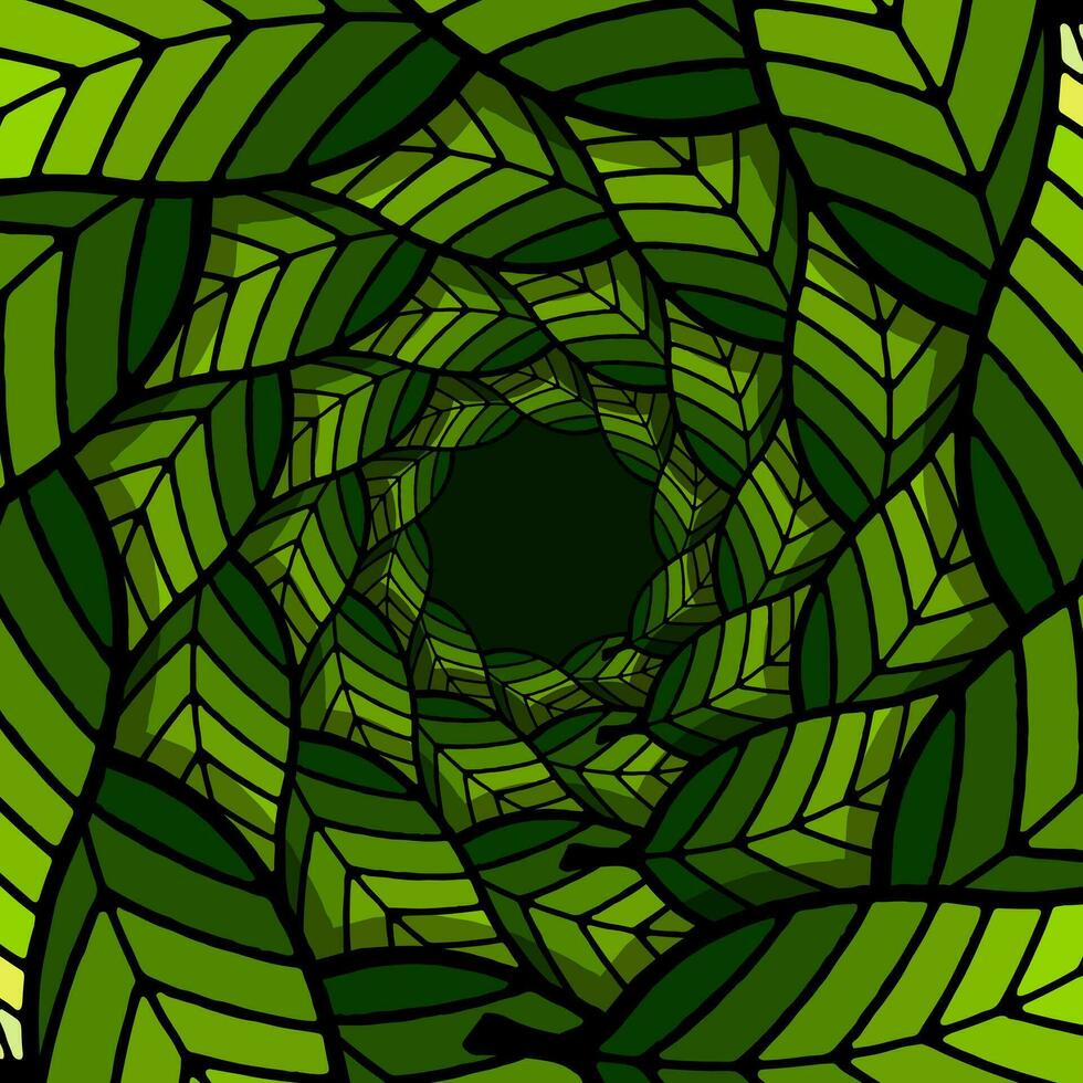 illustration of pile abstract green leaves forming circle vector