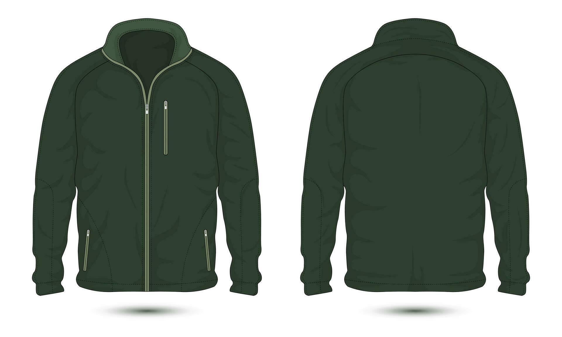 Army green zipper casual jacket mockup front and back view 26650152 ...