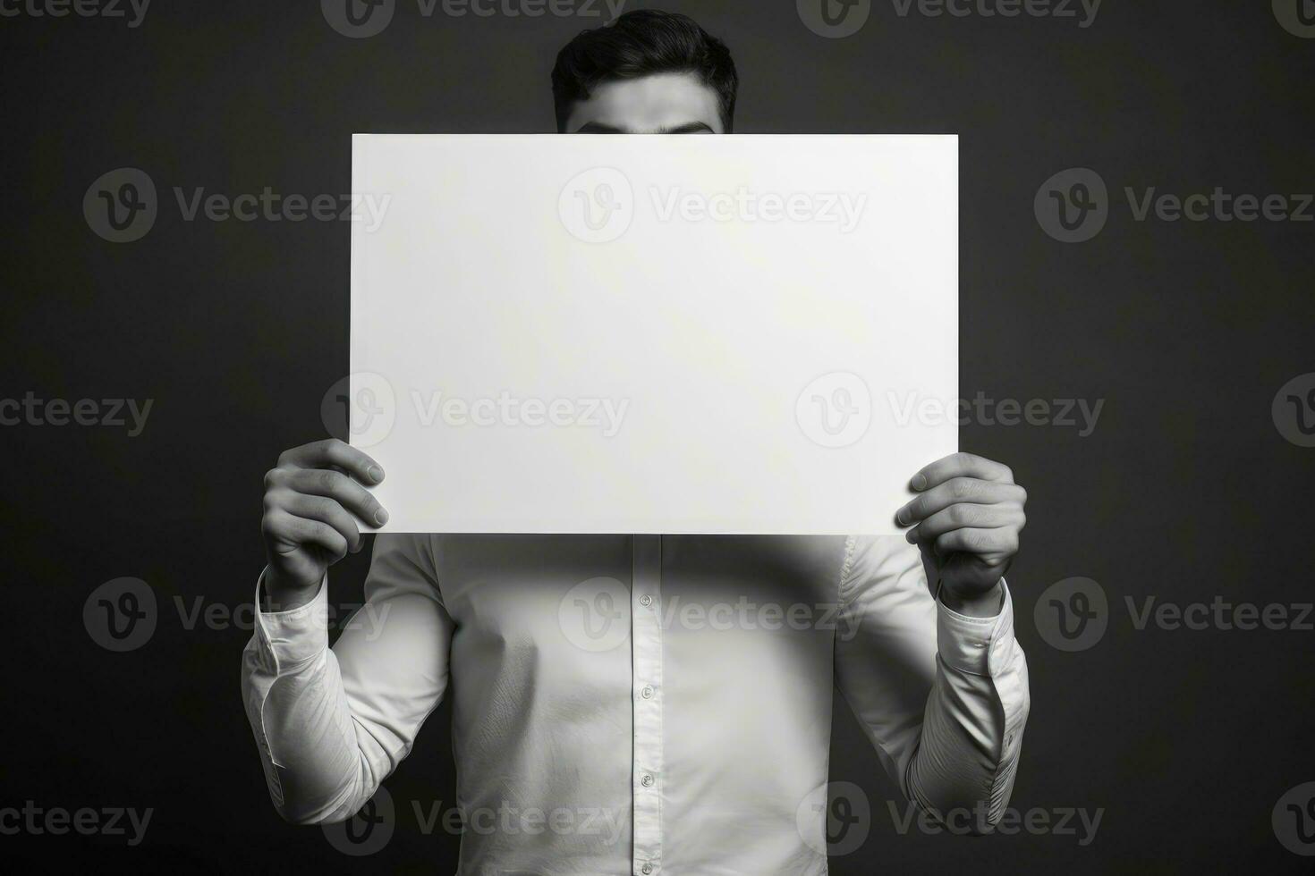 un hombre participación un blanco tablero foto