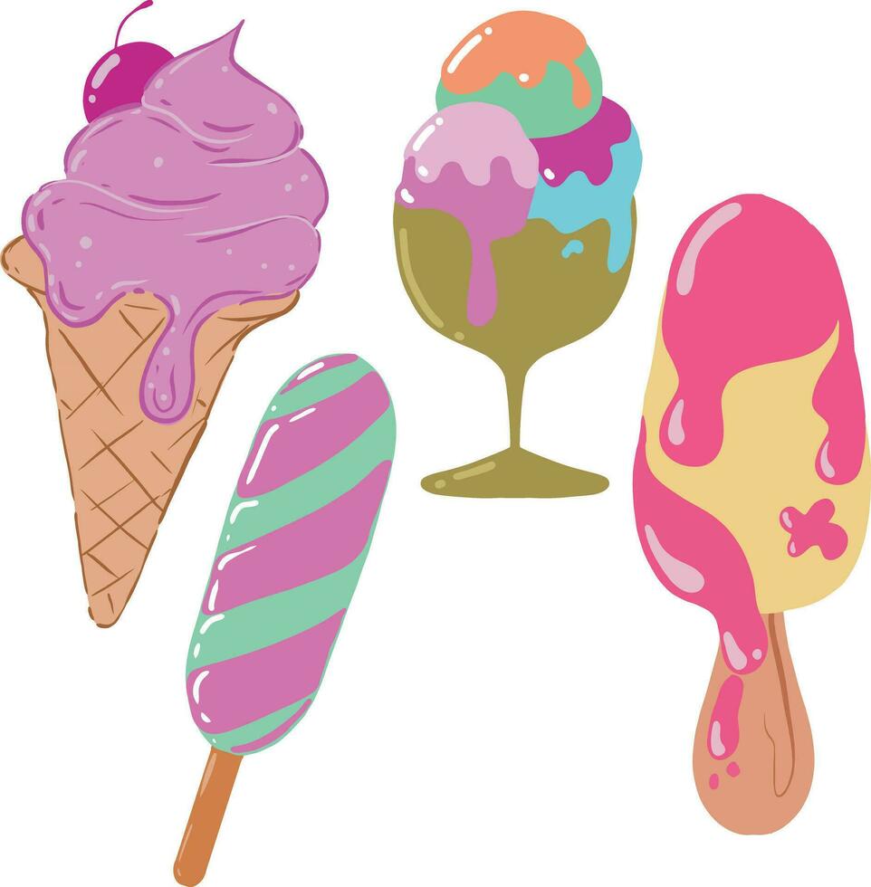 ice cream vector set icon illustrations