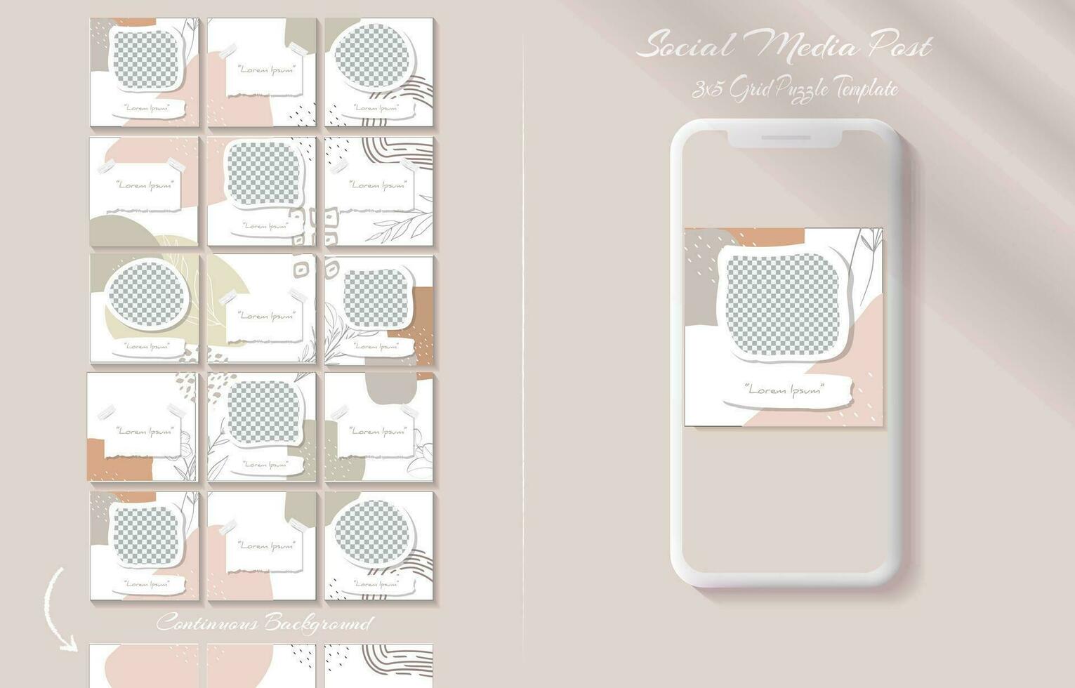 Social media post template in continuous  grid puzzle style vector