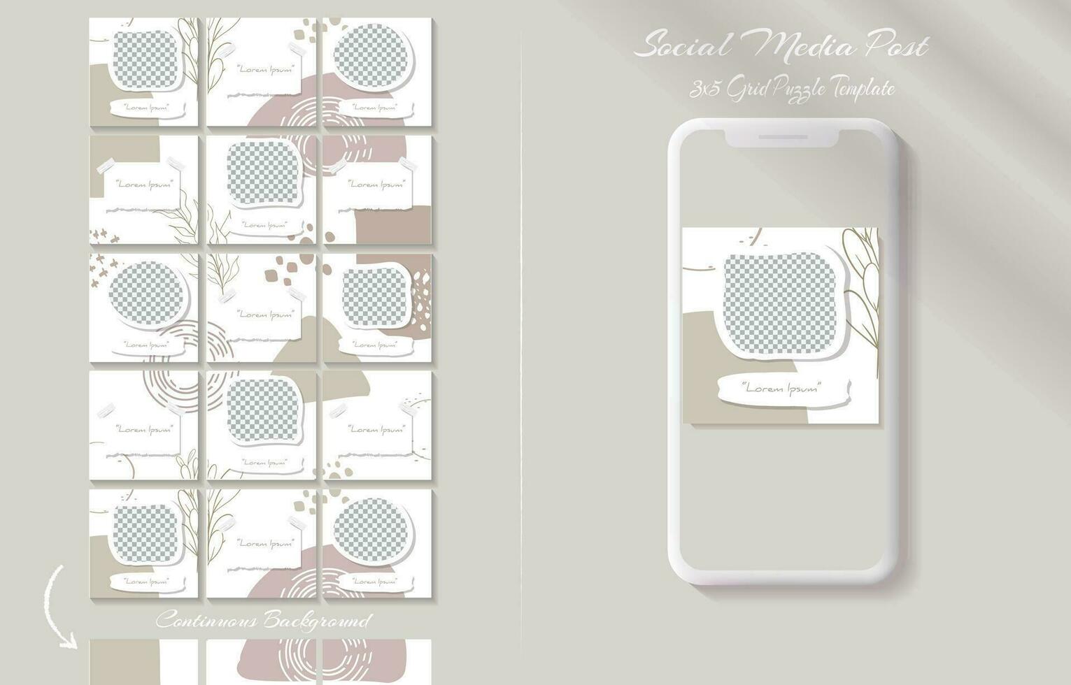 Social media post template in continuous  grid puzzle style vector