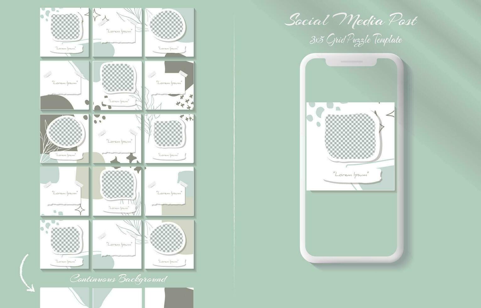 Social media post template in continuous  grid puzzle style vector