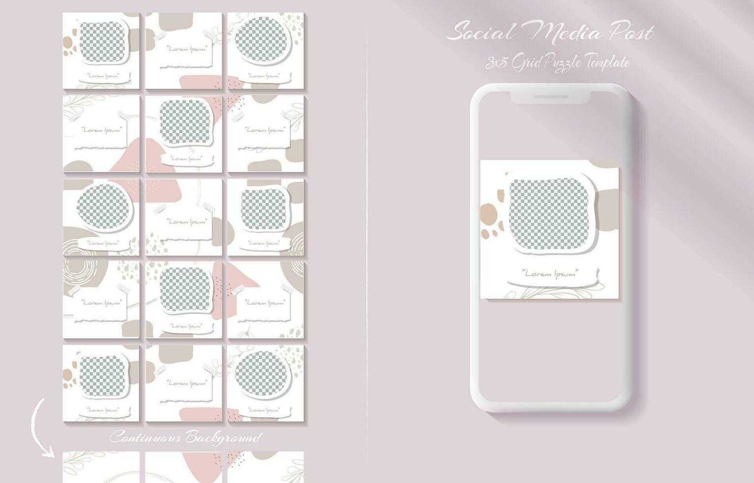 Social media post template in continuous  grid puzzle style vector