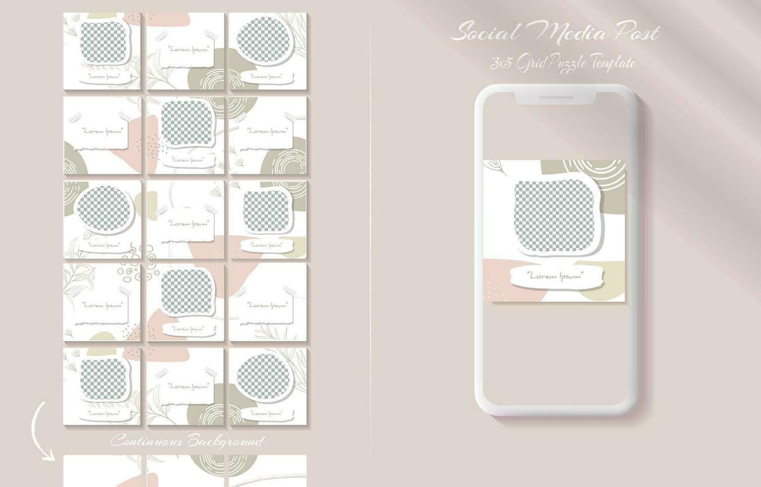 Social media post template in continuous  grid puzzle style vector