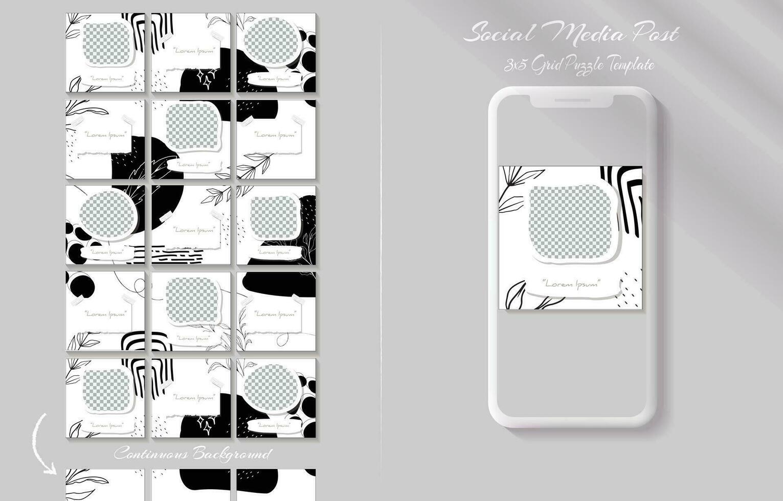 Social media post template in continuous  grid puzzle style vector