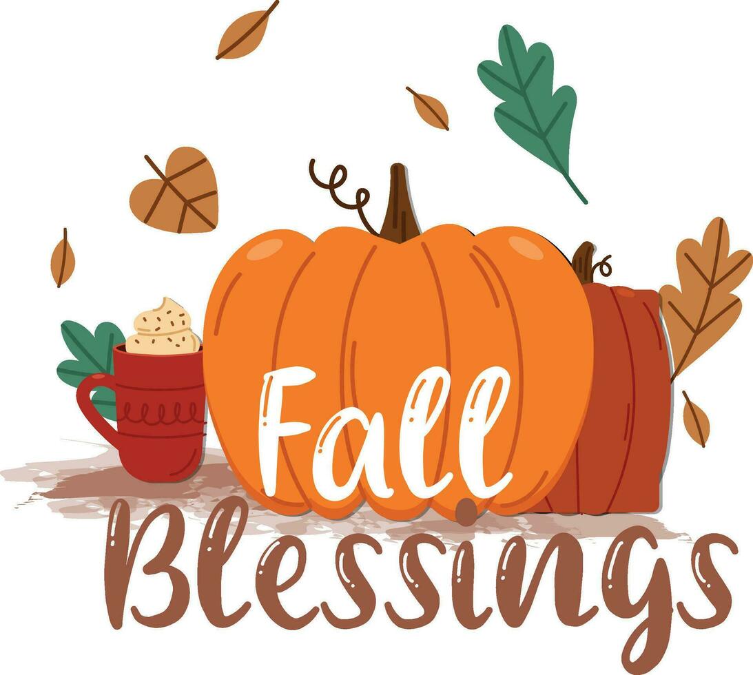 fall blessings t shirt design vector